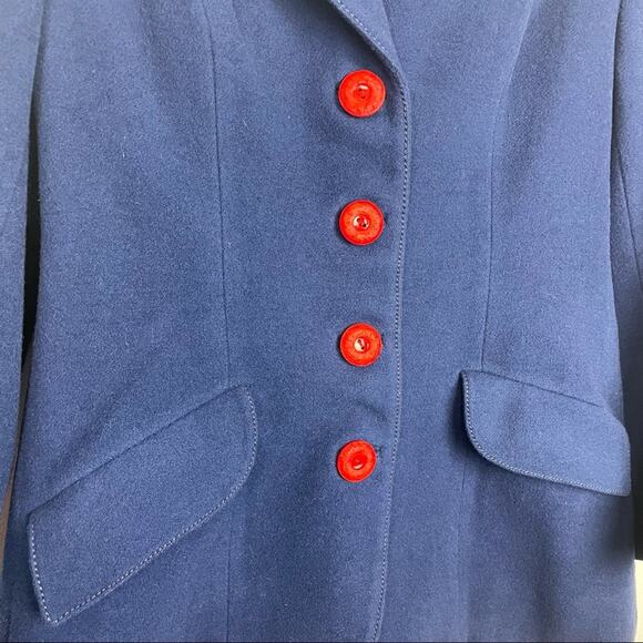 Vintage | Wool Blue Blazer Red Buttons James Smart Med - Picture 6 of 10